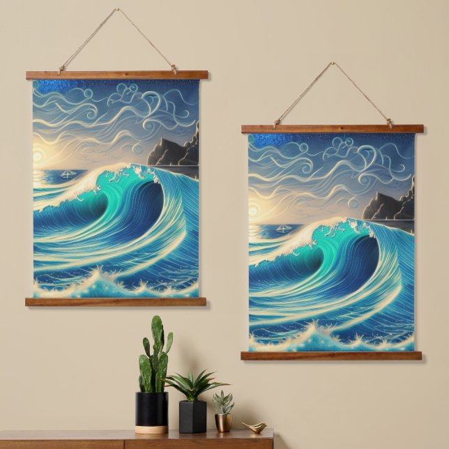 The Splendour of a Blue Wave Hanging Tapestry (Asymmetrical)