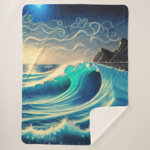 The Splendour of a Blue Wave Sherpa Blanket