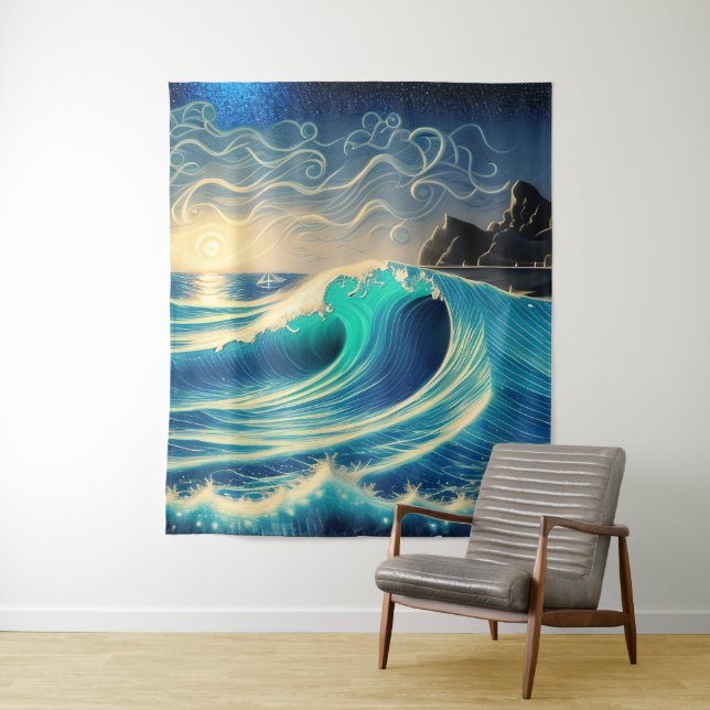 The Splendour of a Blue Wave Tapestry (In Situ)