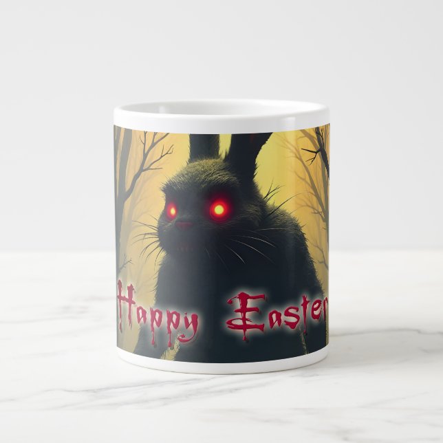 The Spooky Easter Bunny in the Shadowy Forest Large Coffee Mug (Front)