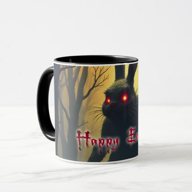 The Spooky Easter Bunny in the Shadowy Forest Mug (Front Left)