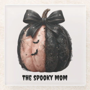 The Spooky Mom Halloween Pumpkin Glass Coaster