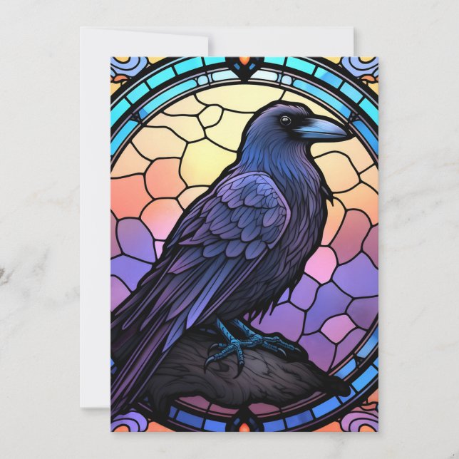 The Spooky Raven Stained Glass Invitation (Front)