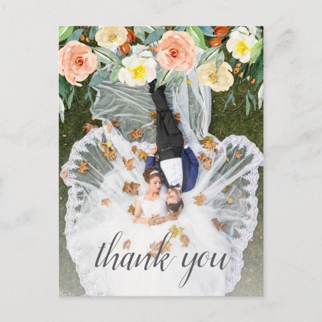 The Spring Blossoms Wedding Collection Thank You Announcement Postcard (Front)