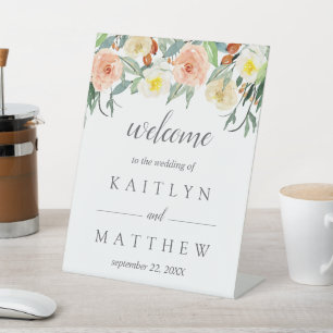 The Spring Blossoms Wedding Collection Welcome Pedestal Sign