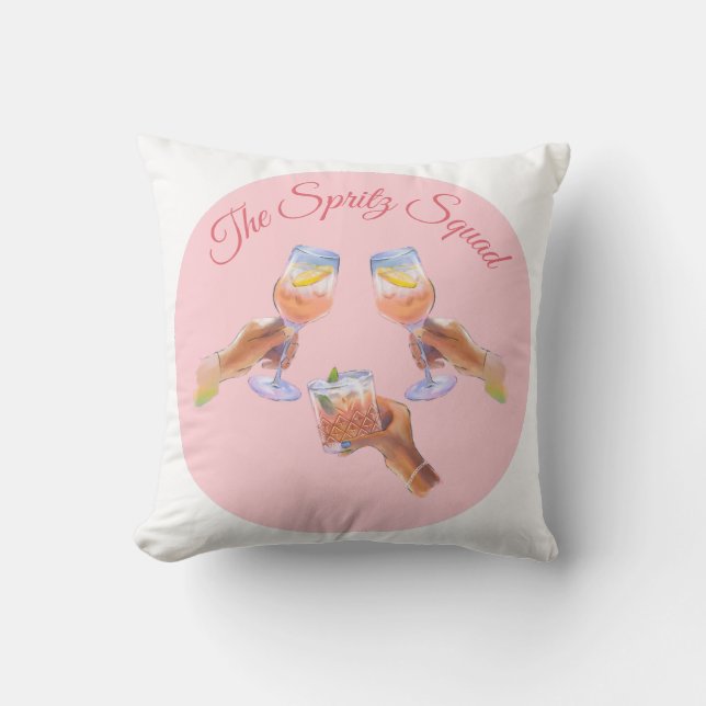 The Spritz Squad | Bachelorette Party Bridal Squad Throw Pillow (Front)