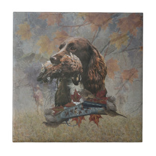 The Sprocker Spaniel , Gun dog art      Tile