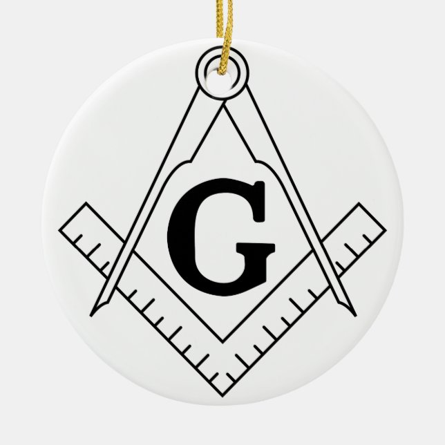 The Square and Compasses Freemasonry Symbol Ceramic Ornament (Front)