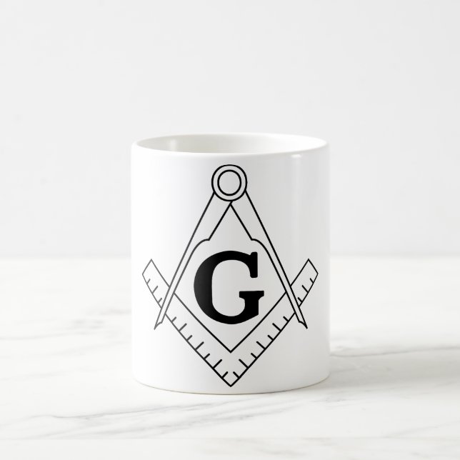 The Square and Compasses Freemasonry Symbol Coffee Mug (Center)