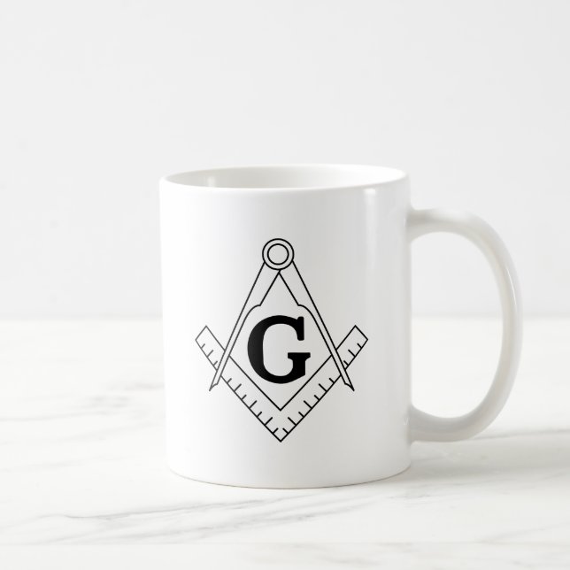 The Square and Compasses Freemasonry Symbol Coffee Mug (Right)