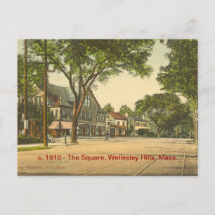 The Square, Wellesley Hills, Mass Postcard