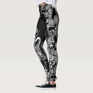 The Squid and the Rose Black & White Leggings