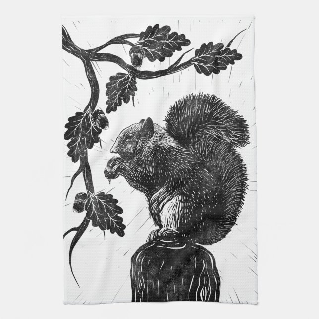 The squirrel and the acorn kitchen towel (Vertical)
