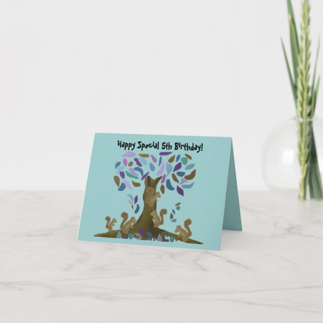 The Squirrel's Treehouse Birthday Card (Front)