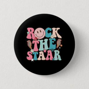 The Staar Test Testing Day Retro Groovy Teacher St 2 Inch Round Button