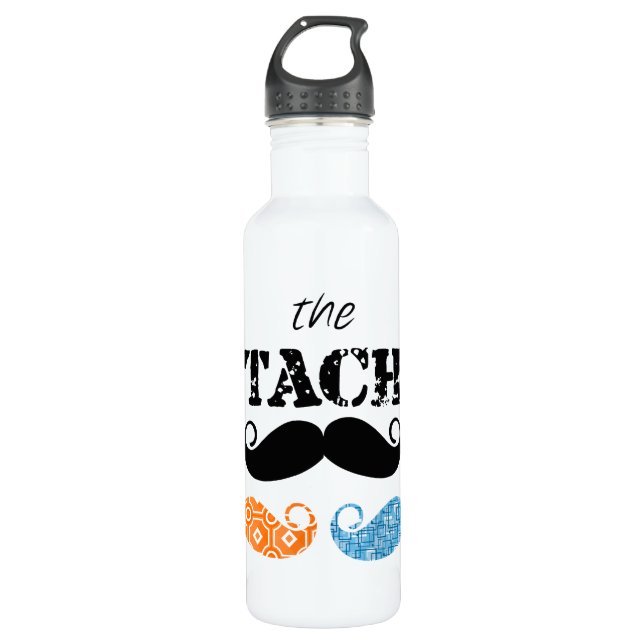 The Stache Moustache Pattern 710 Ml Water Bottle (Front)
