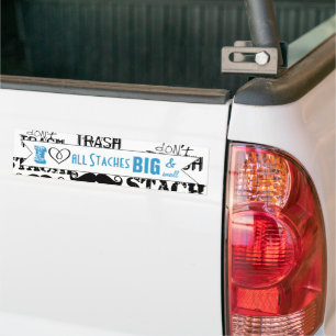 The Stache Moustache Pattern Bumper Sticker