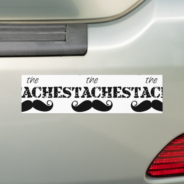 The Stache Moustache Pattern Bumper Sticker (On Car)