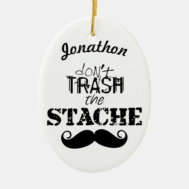 The Stache Moustache Pattern Ceramic Ornament (Front)