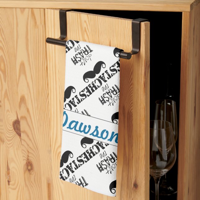 The Stache Moustache Pattern Kitchen Towel (Thirds Fold)