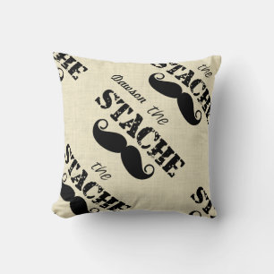 The Stache Moustache Retro Hipster Throw Pillow