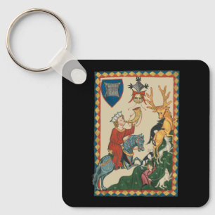 The Stag Hunt, 14th Century Medieval Art Keychain