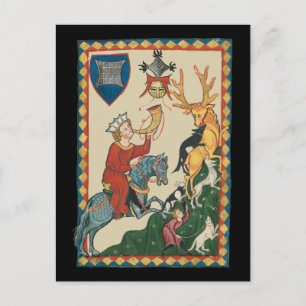 The Stag Hunt, 14th Century Medieval Art Postcard