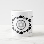 The Star of David - Large Coffee Mug<br><div class="desc">The Jewish Holiday Hanukkah. This black and white design features the "Star of David". Stars surround the Star of David in an oval shape. The corners are decorated with leaves and the Star of David. "Hanukkah 2014" is printed on the mug. These mugs are available in an assortment of styles,...</div>