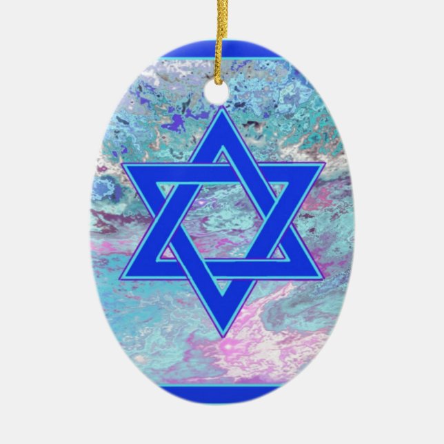 The Star of David on Marble Ceramic Ornament (Front)