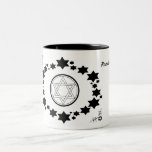 The Star of David - Two-Tone Coffee Mug<br><div class="desc">The Jewish Holiday Hanukkah. This black and white design features the "Star of David". Stars surround the Star of David in an oval shape. The corners are decorated with leaves and the Star of David. "Hanukkah 2014" is printed on the mug. These mugs are available in an assortment of styles,...</div>