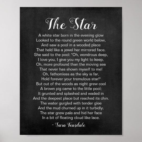 The Star Poem By Sara Teasdale Black And White Poster Zazzle Ca