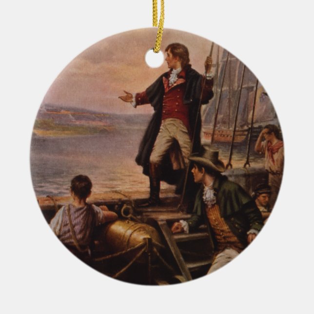 The Star Spangled Banner Light Edward Percy Moran Ceramic Ornament (Front)