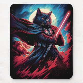 The Stardust Samurai | Cosmic Cat Warrior Mouse Pad