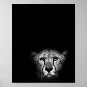 The stare, Leopard, black and white photograph Poster
