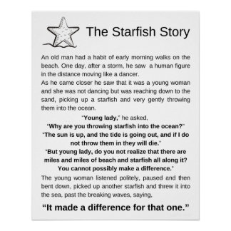 The Starfish Story, Starfish Poem. Poster