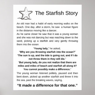 The Starfish Story, Starfish Poem Poster