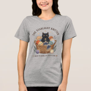 The Starlight Knitter Planet Yarn Basket Cat Tri-Blend Shirt