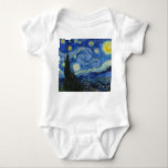The Starry Night, 1889 by Vincent van Gogh Baby Bodysuit<br><div class="desc">The Starry Night,  1889 by Vincent van Gogh. It depicts the view from the east-facing window of his asylum room at Saint-Rémy-de-Provence,  just before sunrise,  with the addition of an imaginary village.</div>