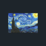 The Starry Night, 1889 by Vincent van Gogh Canvas Print<br><div class="desc">The Starry Night,  1889 by Vincent van Gogh. It depicts the view from the east-facing window of his asylum room at Saint-Rémy-de-Provence,  just before sunrise,  with the addition of an imaginary village.</div>