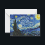 The Starry Night, 1889 by Vincent van Gogh Card<br><div class="desc">The Starry Night,  1889 by Vincent van Gogh. It depicts the view from the east-facing window of his asylum room at Saint-Rémy-de-Provence,  just before sunrise,  with the addition of an imaginary village.</div>