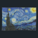 The Starry Night, 1889 by Vincent van Gogh Kitchen Towel<br><div class="desc">The Starry Night,  1889 by Vincent van Gogh. It depicts the view from the east-facing window of his asylum room at Saint-Rémy-de-Provence,  just before sunrise,  with the addition of an imaginary village.</div>