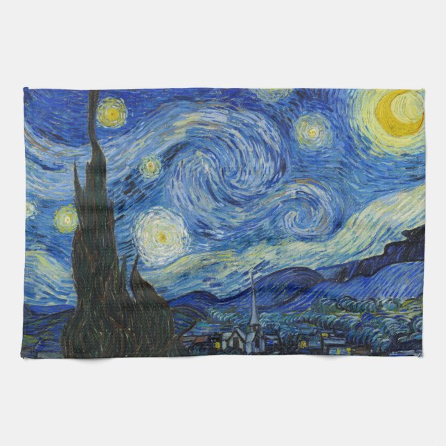 The Starry Night, 1889 by Vincent van Gogh Kitchen Towel (Horizontal)