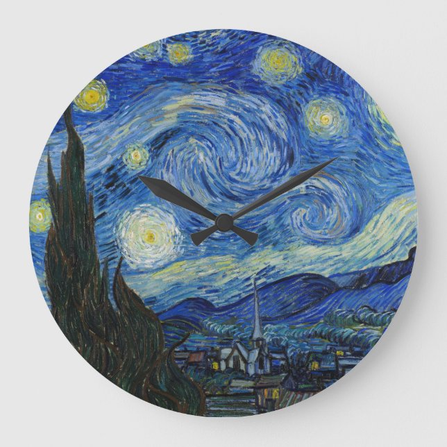 The Starry Night, 1889 by Vincent van Gogh Large Clock (Front)