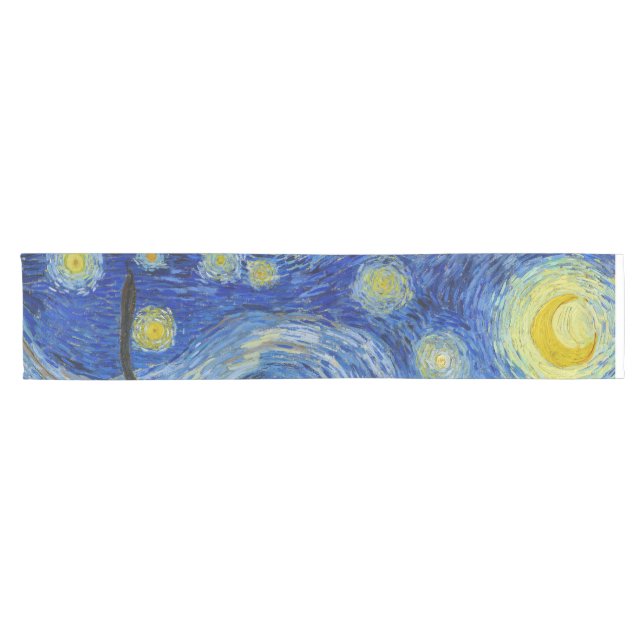 The Starry Night, 1889 by Vincent van Gogh Short Table Runner (Horizontal)