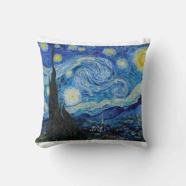 The Starry Night 1889 by Vincent van Gogh Throw Pillow (Front)