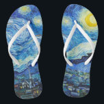 The Starry Night (1889) Vincent Van Gogh landscape<br><div class="desc">The iconic Dutch Post-Impressionist artist Vincent van Gogh's most well-known oil painting, "The Starry Night" (1889), a dreamy night landscape painting, is featured on this pair of fashionable blue Starry Night fine Art Flip Flops ! 🩴 The Starry Night is an oil painting on canvas by Dutch Post-Impressionist painter Vincent...</div>