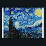 The Starry Night by Van Gogh  Poster<br><div class="desc">Vincent van Gogh’s The Starry Night (1889) is one of the most iconic works of Post-Impressionism. Painted in Saint-Rémy,  it captures a swirling night sky full of emotion and movement,  contrasting with the calm village below. Its bold colours and expressive brushstrokes make it a timeless masterpiece.</div>