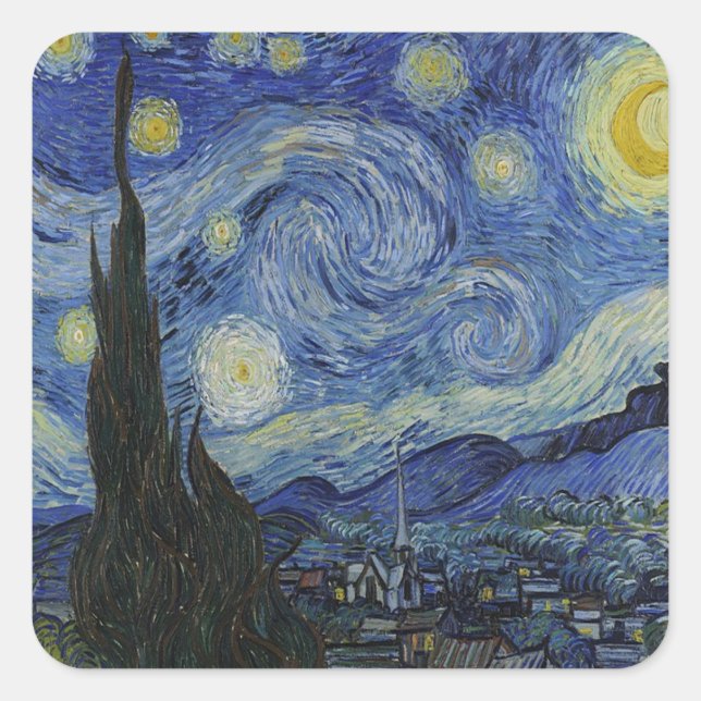 The Starry Night by Van Gogh  Square Sticker (Front)
