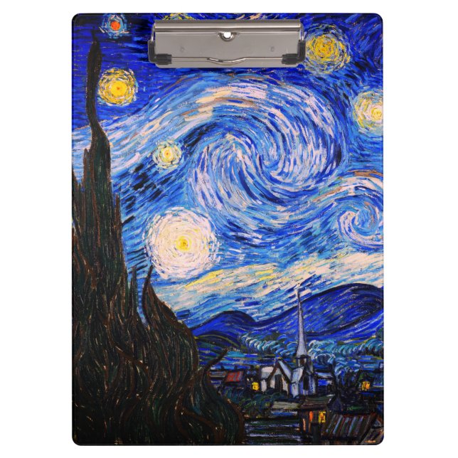 The Starry Night by Vincent Van Gogh  Clipboard (Front)