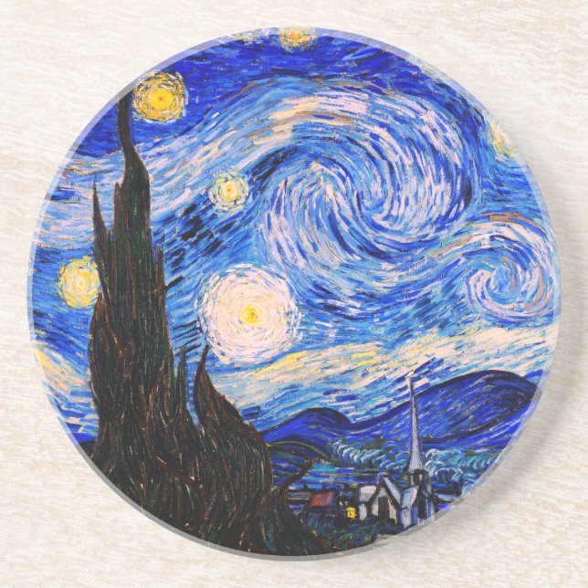 The Starry Night by Vincent Van Gogh Coaster (Front)